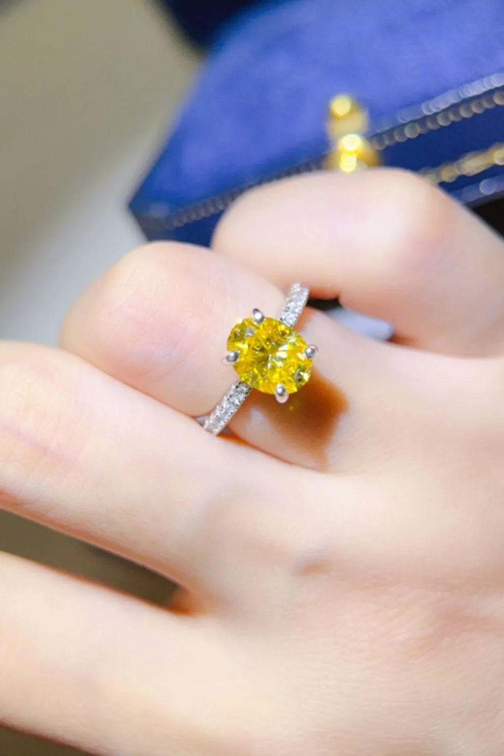 2 Carat Moissanite 925 Sterling Silver Ring — Oval-Cut Yellow