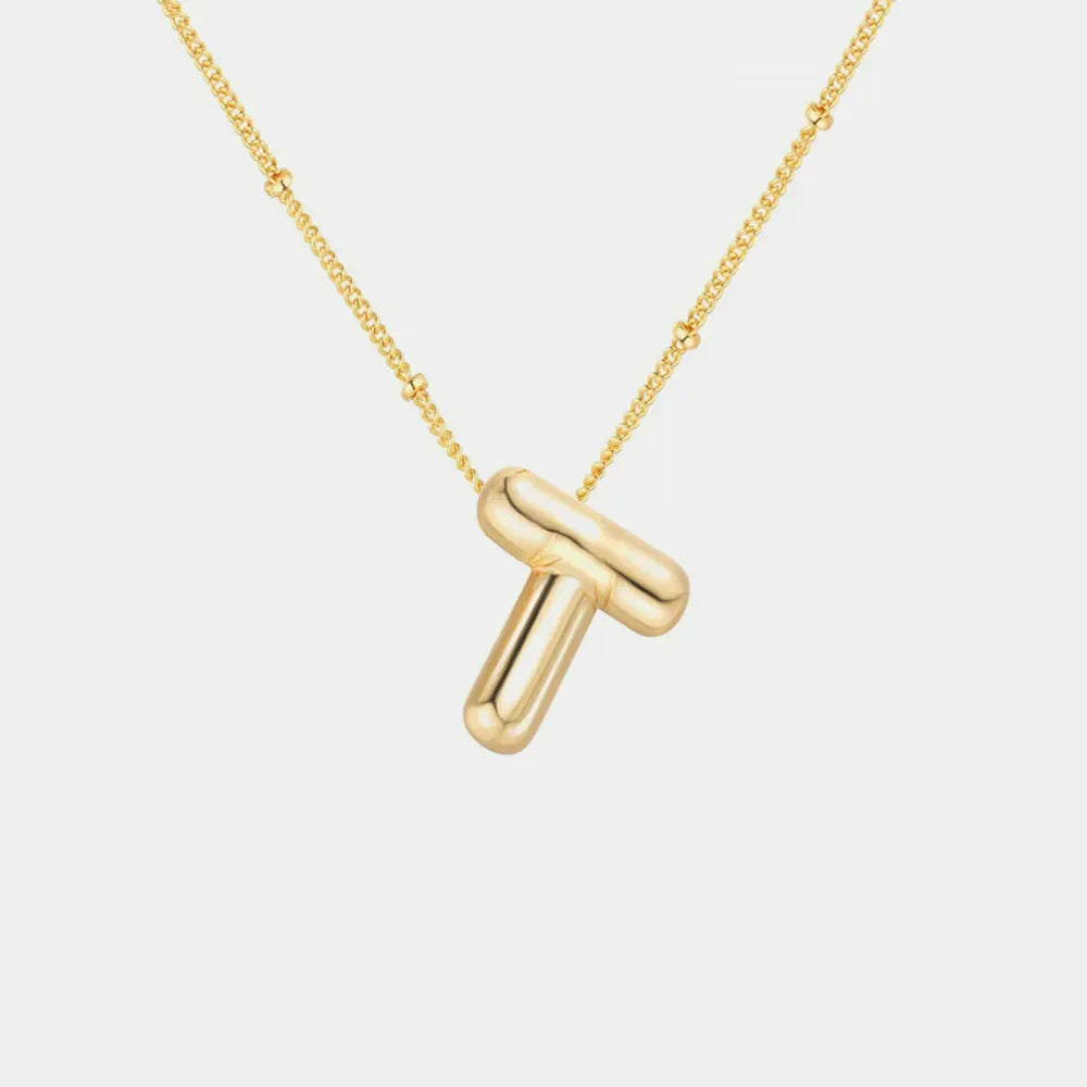 Gold-Plated Bubble Initial T Necklace