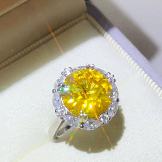 5 Carat Moissanite 925 Sterling Silver Ring — Round Yellow