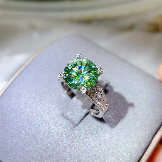 5 Carat Moissanite 925 Sterling Silver Ring — Green Anniversary