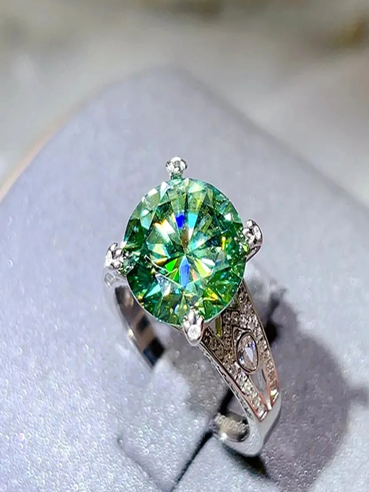 5 Carat Moissanite 925 Sterling Silver Ring — Green Anniversary