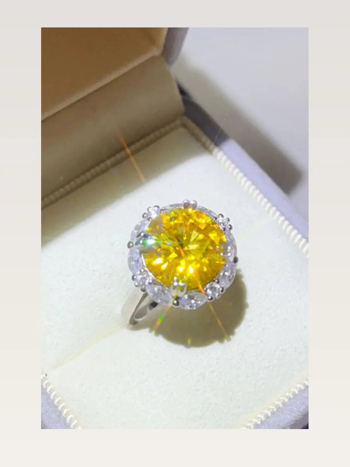 5 Carat Moissanite 925 Sterling Silver Ring — Round Yellow