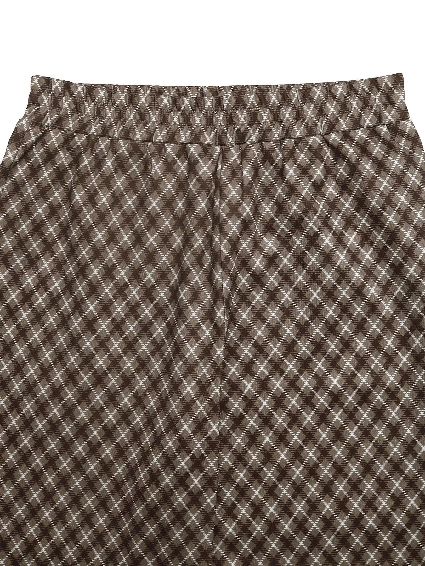 Plaid High-Waisted Wide Leg Pants