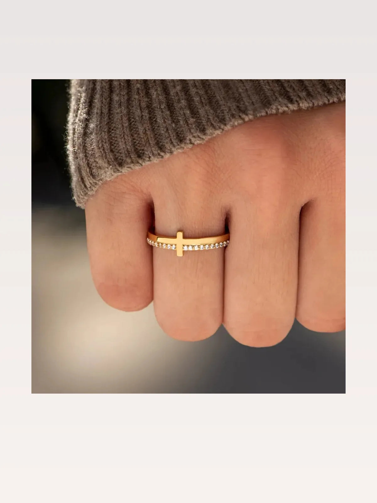 925 Sterling Silver Cross Ring — Dainty Gold Stackable