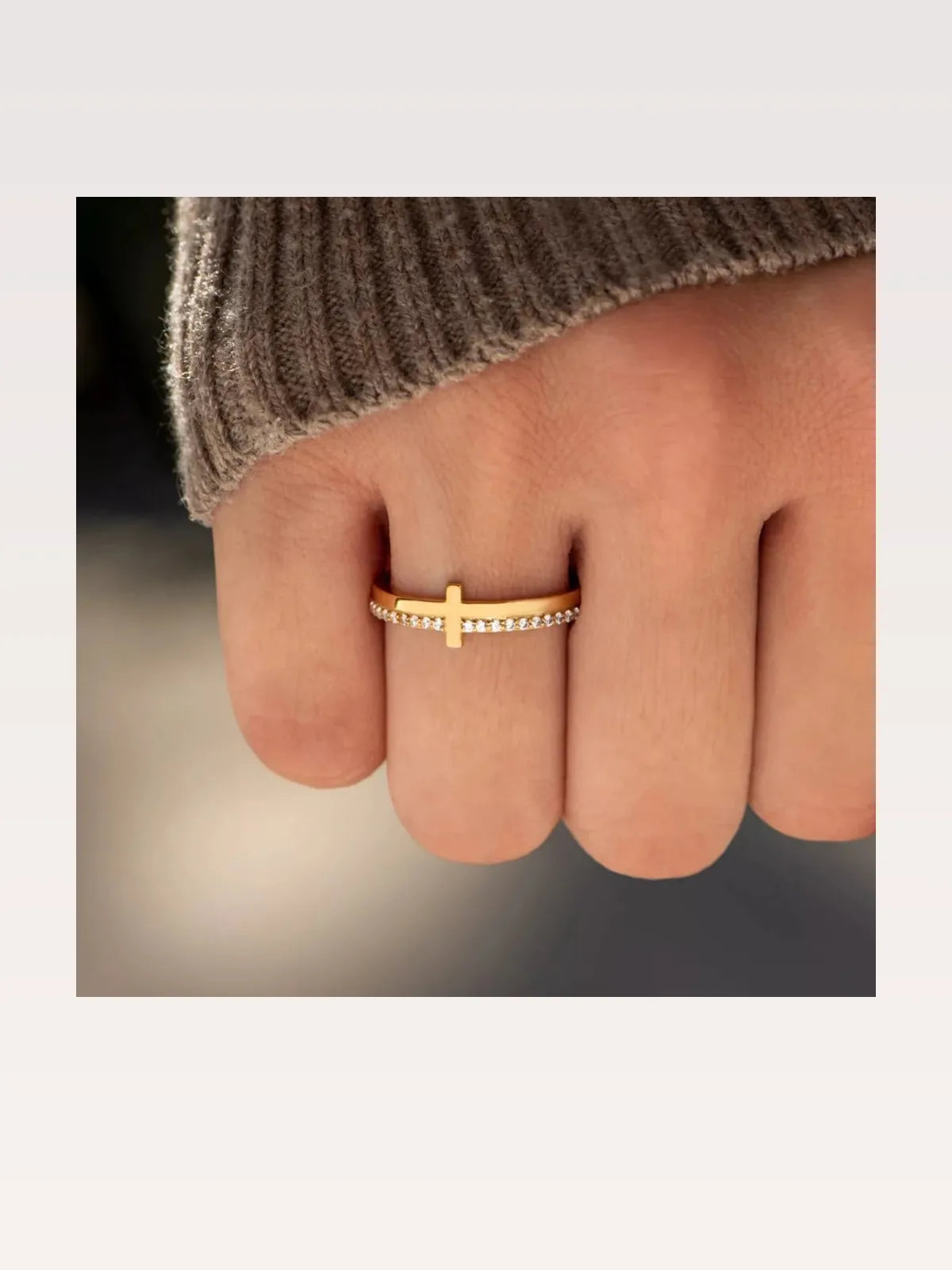 925 Sterling Silver Cross Ring — Dainty Gold Stacking
