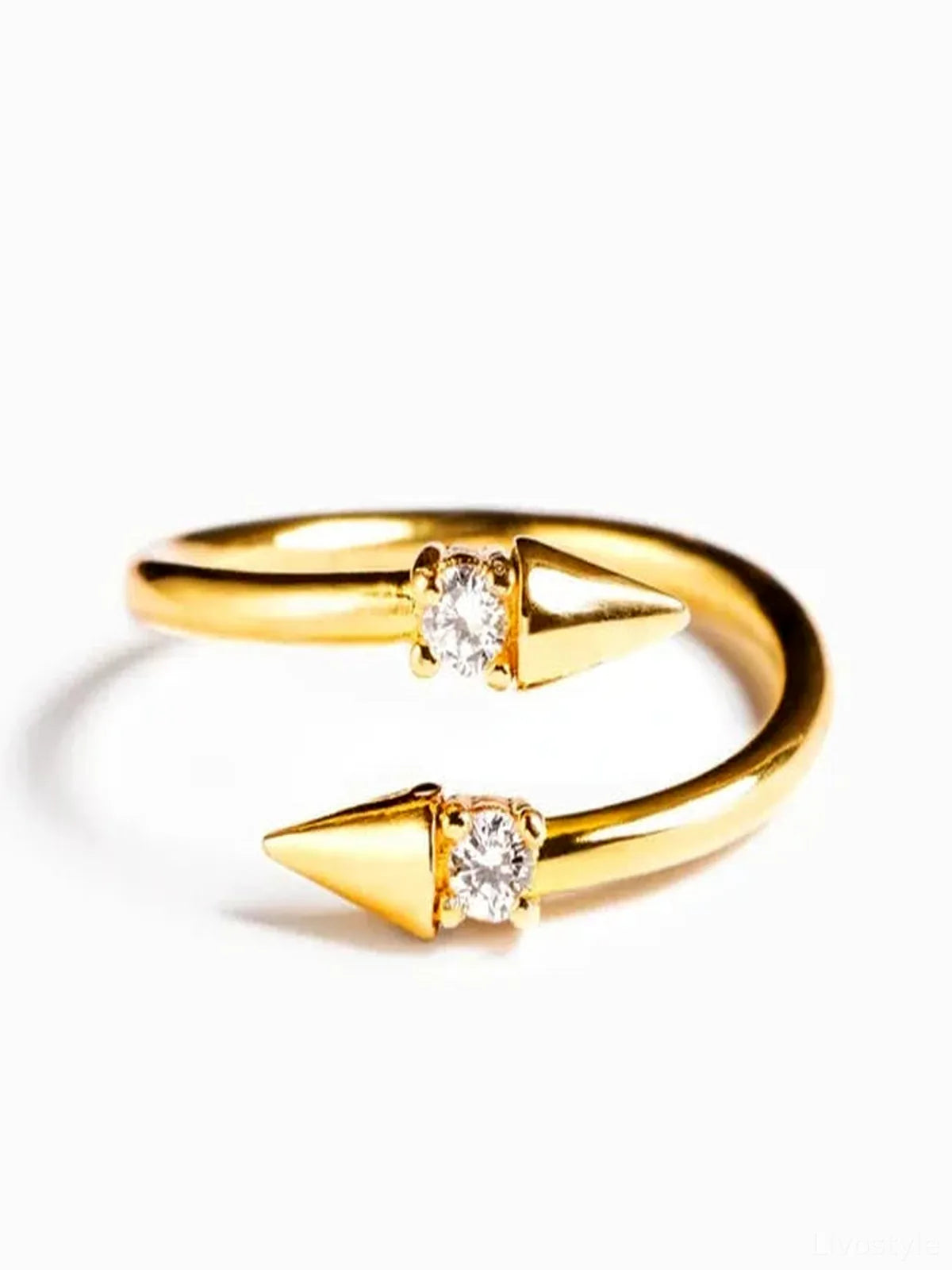 925 Sterling Silver Inlaid Zircon Bypass Ring