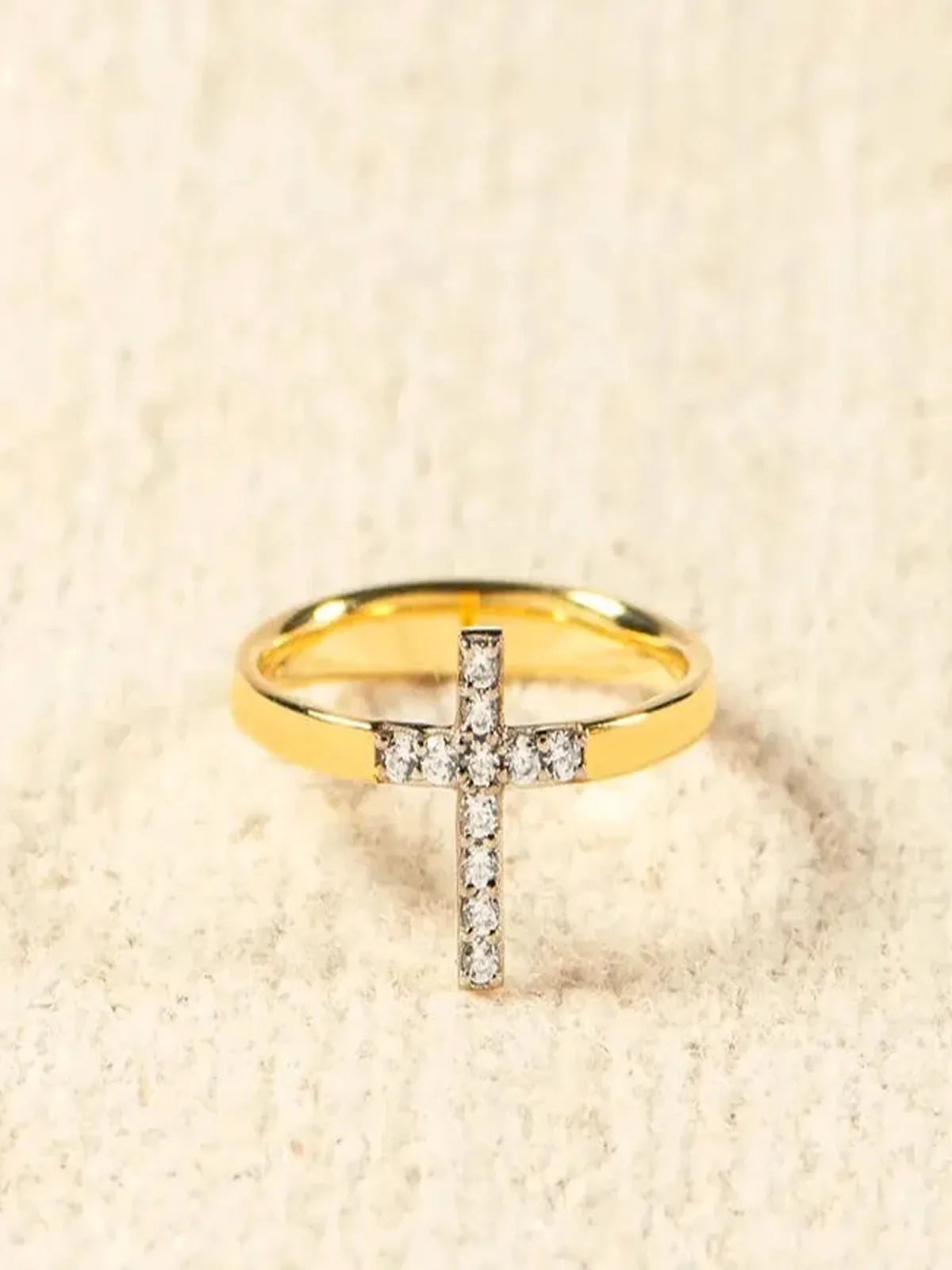 925 Sterling Silver Inlaid Zircon Cross Ring