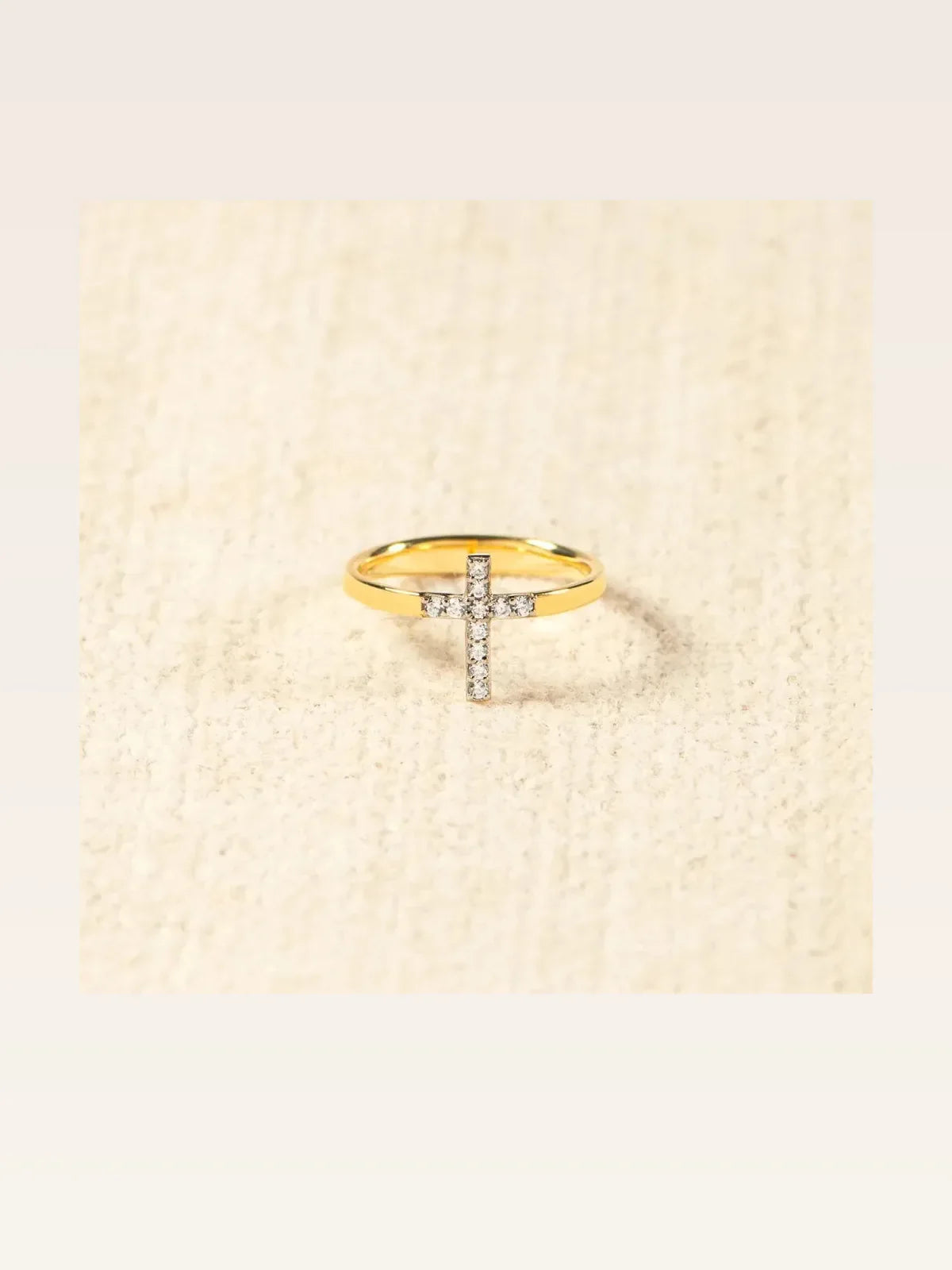 925 Sterling Silver Inlaid Zircon Cross Ring