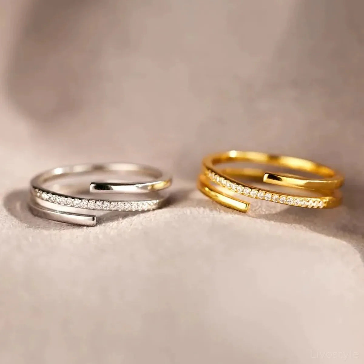 925 Sterling Silver Inlaid Zircon Ring