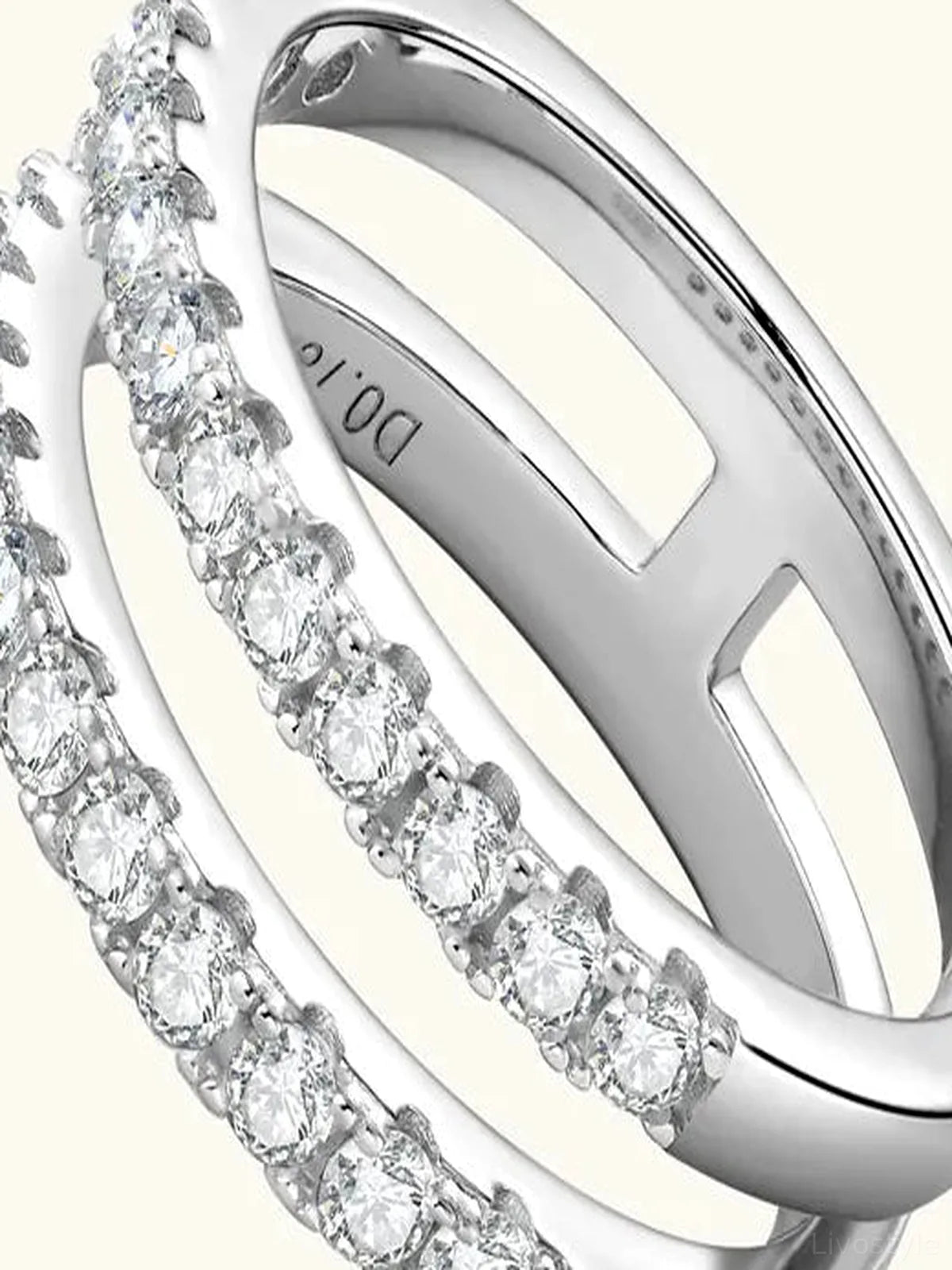 925 Sterling Silver Moissanite Double Layered Ring