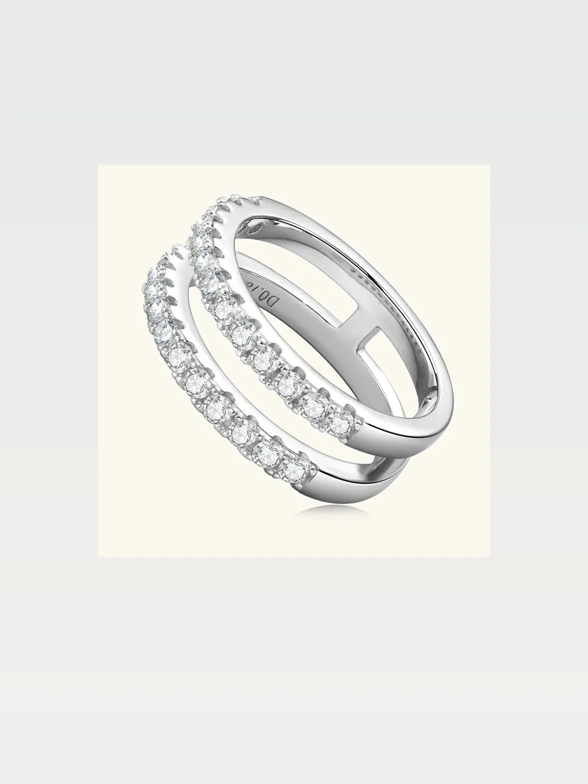 925 Sterling Silver Moissanite Double Layered Ring