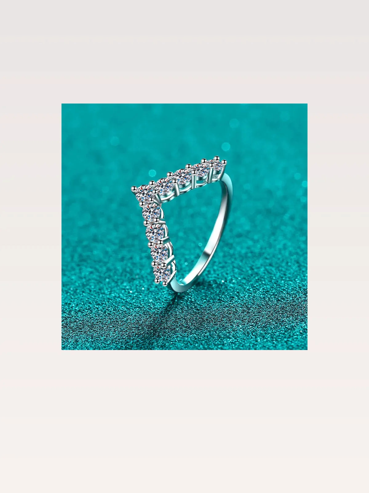 925 Sterling Silver Moissanite V Shape Ring