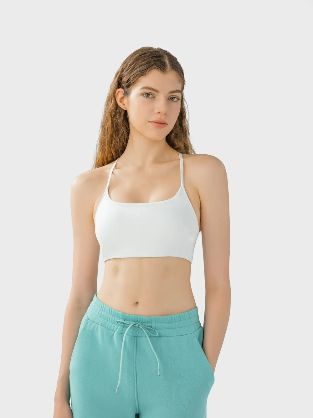 Crisscross Back Scoop Neck Active Cami with Detachable Chest Pads