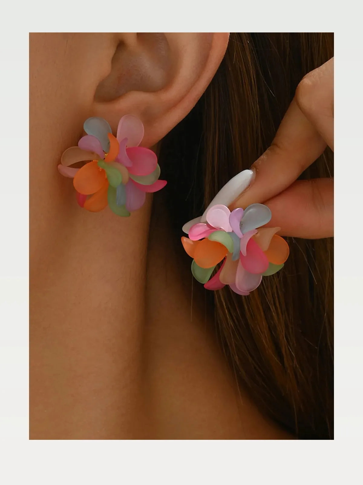Acrylic Colorful Flower Stud Earrings