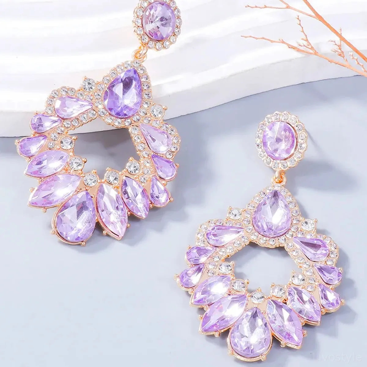 Alloy Rhinestone Dangle Earrings