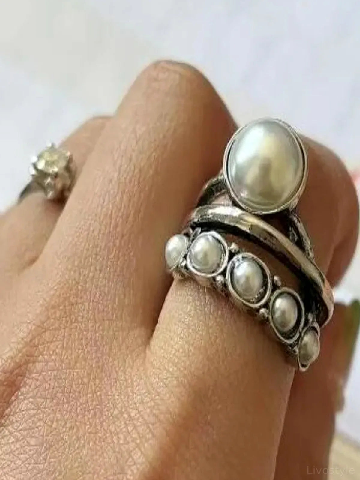 Alloy Three-Layered Open Ring