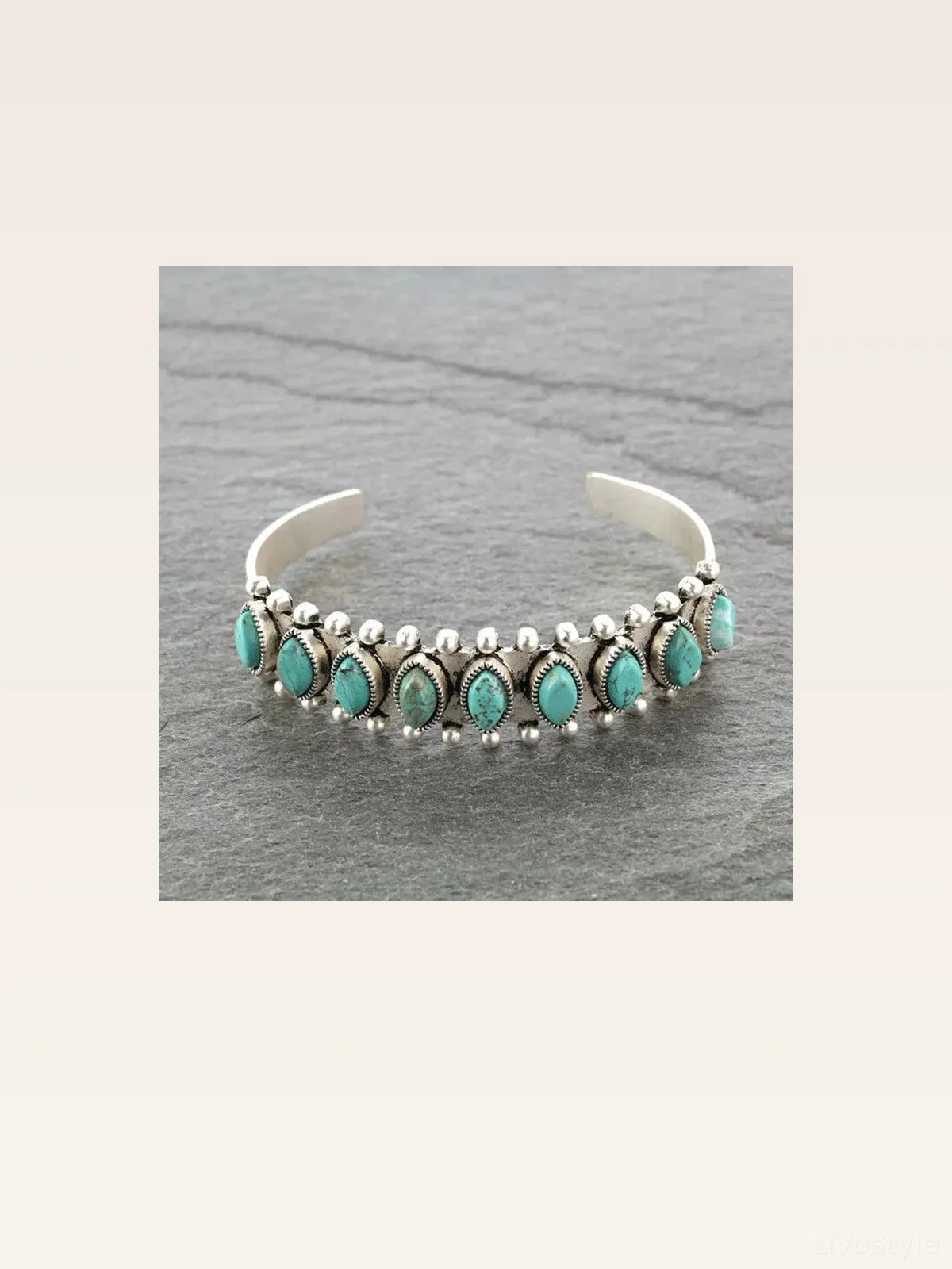 Artificial Turquoise Alloy Open Bracelet