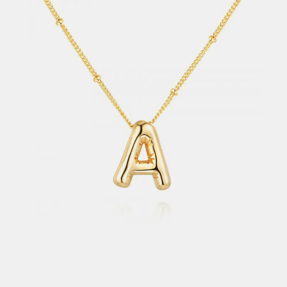 Gold-Plated Bubble Initial A Necklace