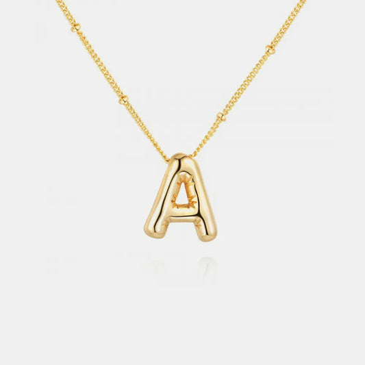 Gold-Plated Bubble Initial A Necklace