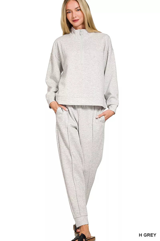 Scuba Half Zip Pullover and Jogger Set in H GREY