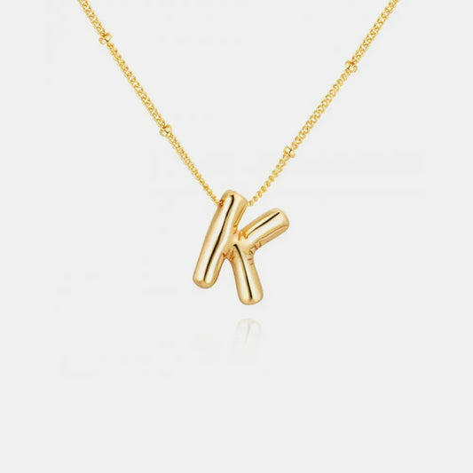 Gold-Plated Bubble Initial K Necklace