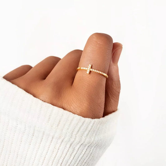 925 Sterling Silver Cross Ring — Dainty Everyday Gold