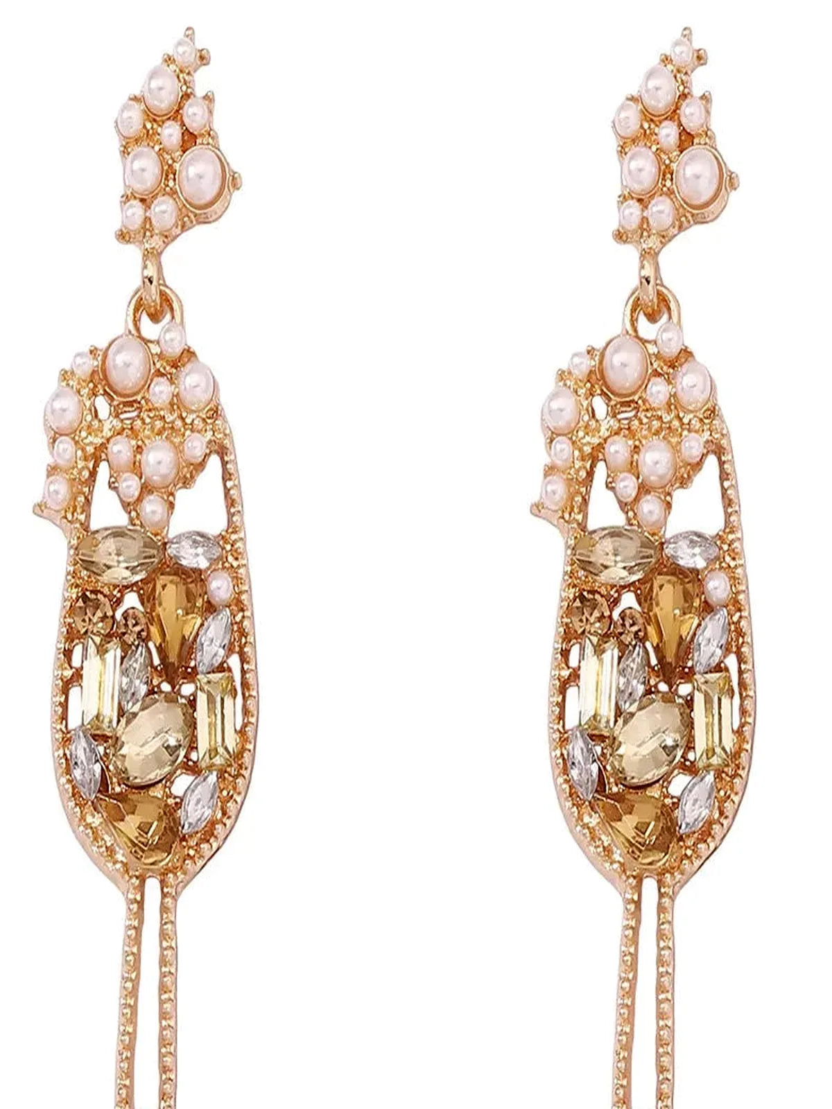 Champagne Glass Rhinestone Dangle Earrings