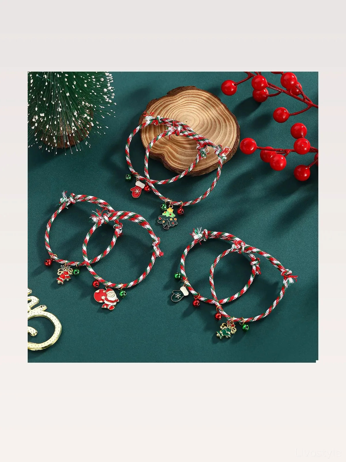 Christmas Charm Braided Rope Bracelet