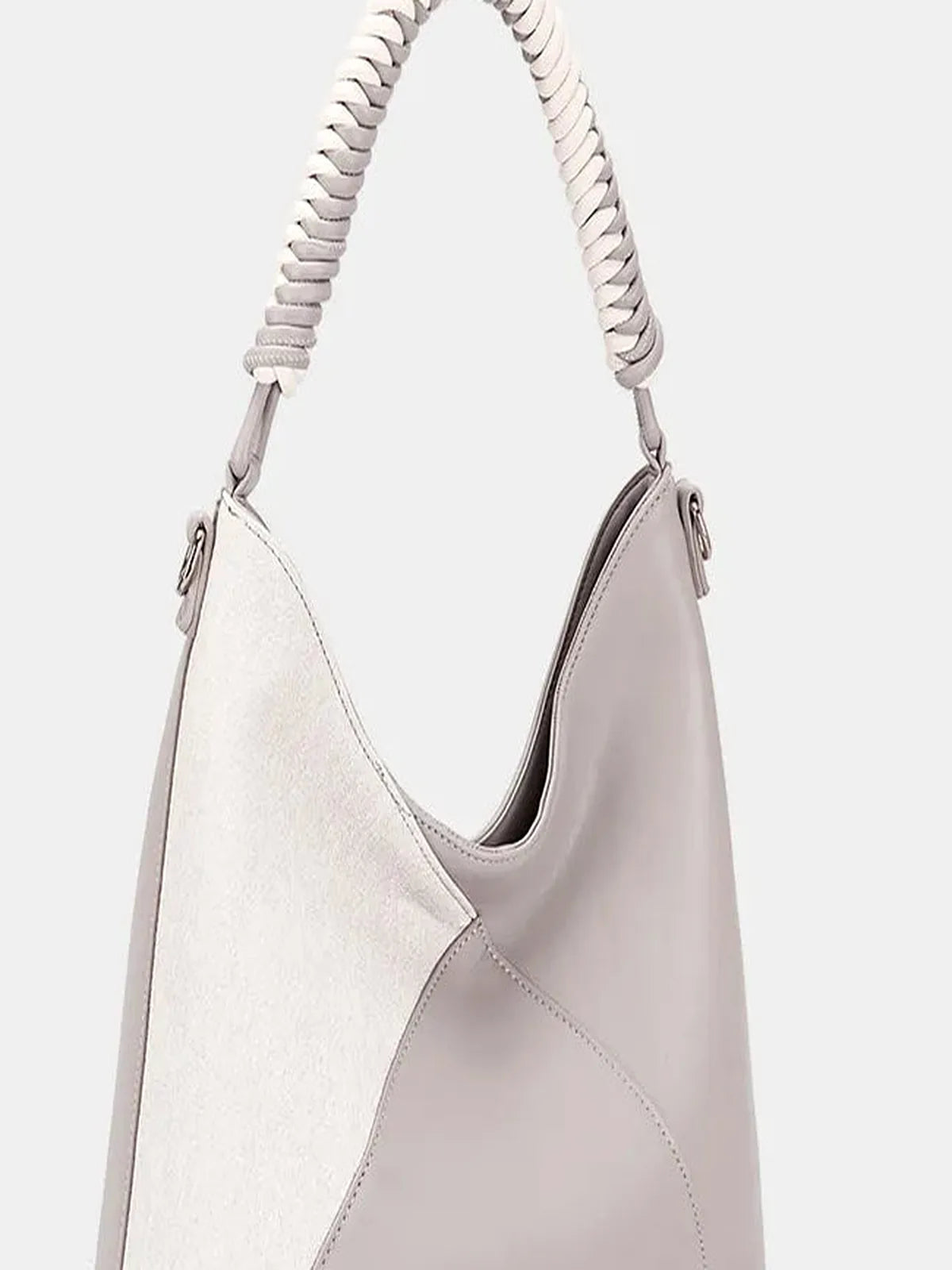 Woven Handle PU Leather Handbag