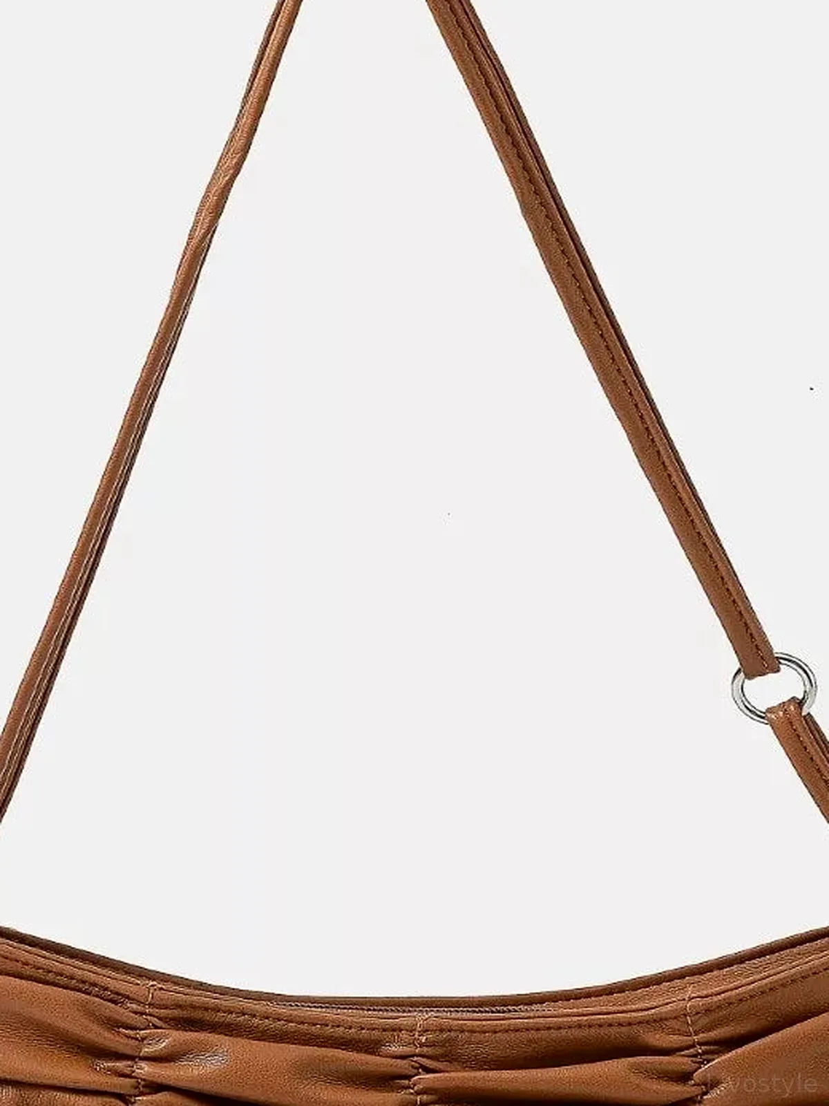 Segmented Pleated Faux Leather Hand Bag in Dark Brown