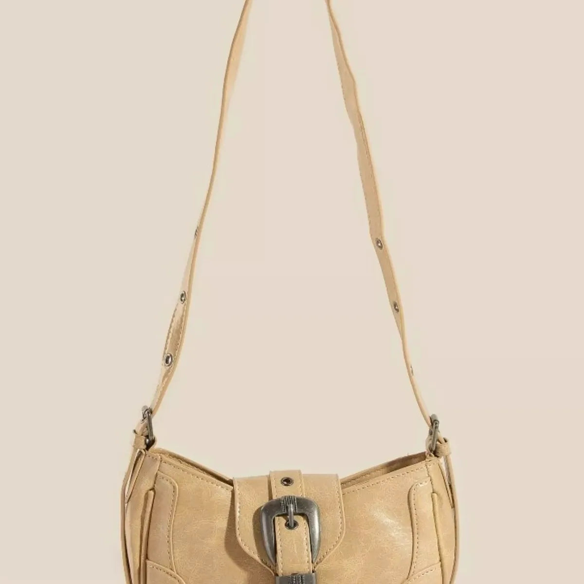 Western Buckle Accent Multi Panel Shoulder Bag