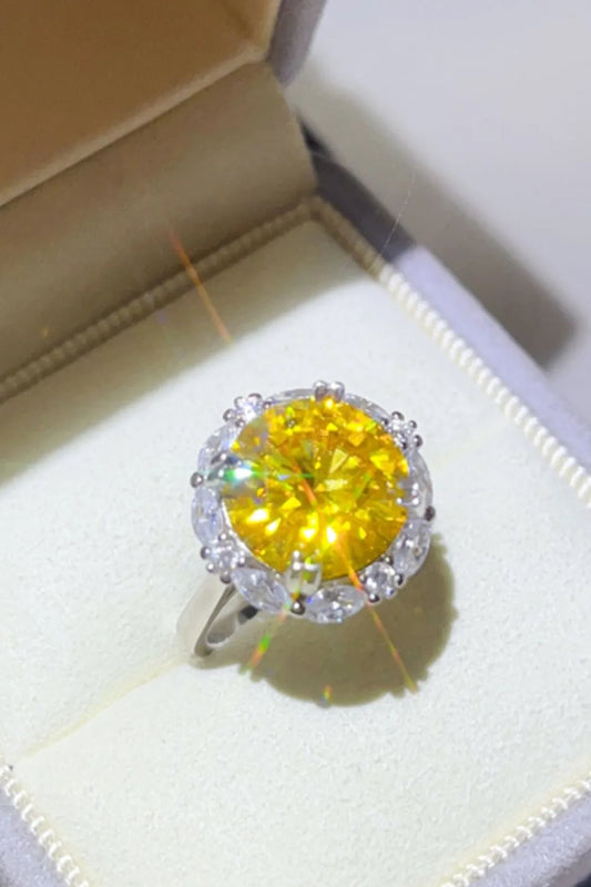 5 Carat Moissanite 925 Sterling Silver Ring — Round Yellow