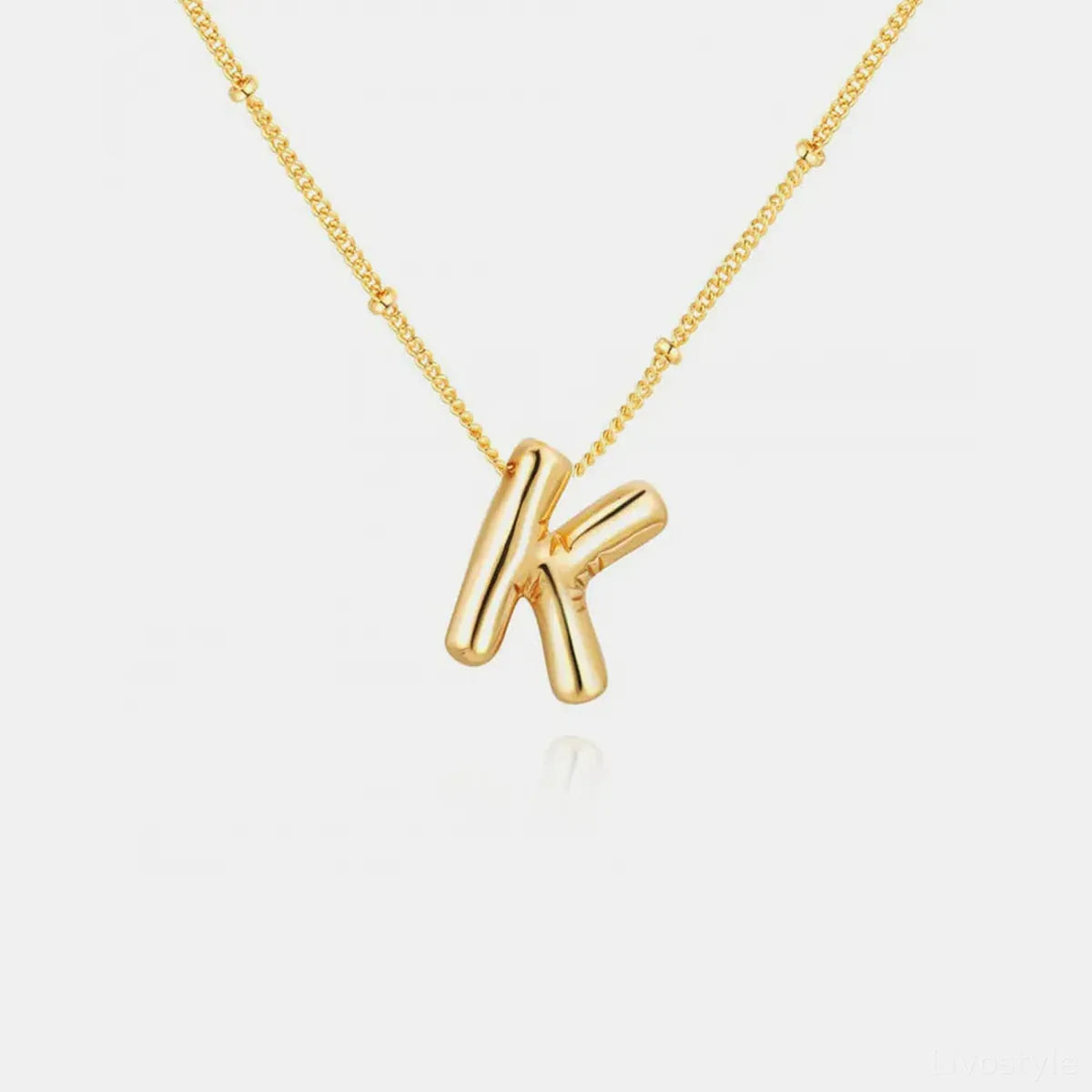 Gold-Plated Bubble Initial K Necklace
