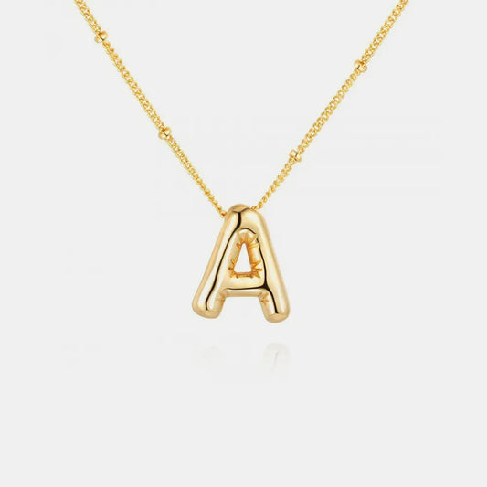 Gold-Plated Bubble Initial A Necklace