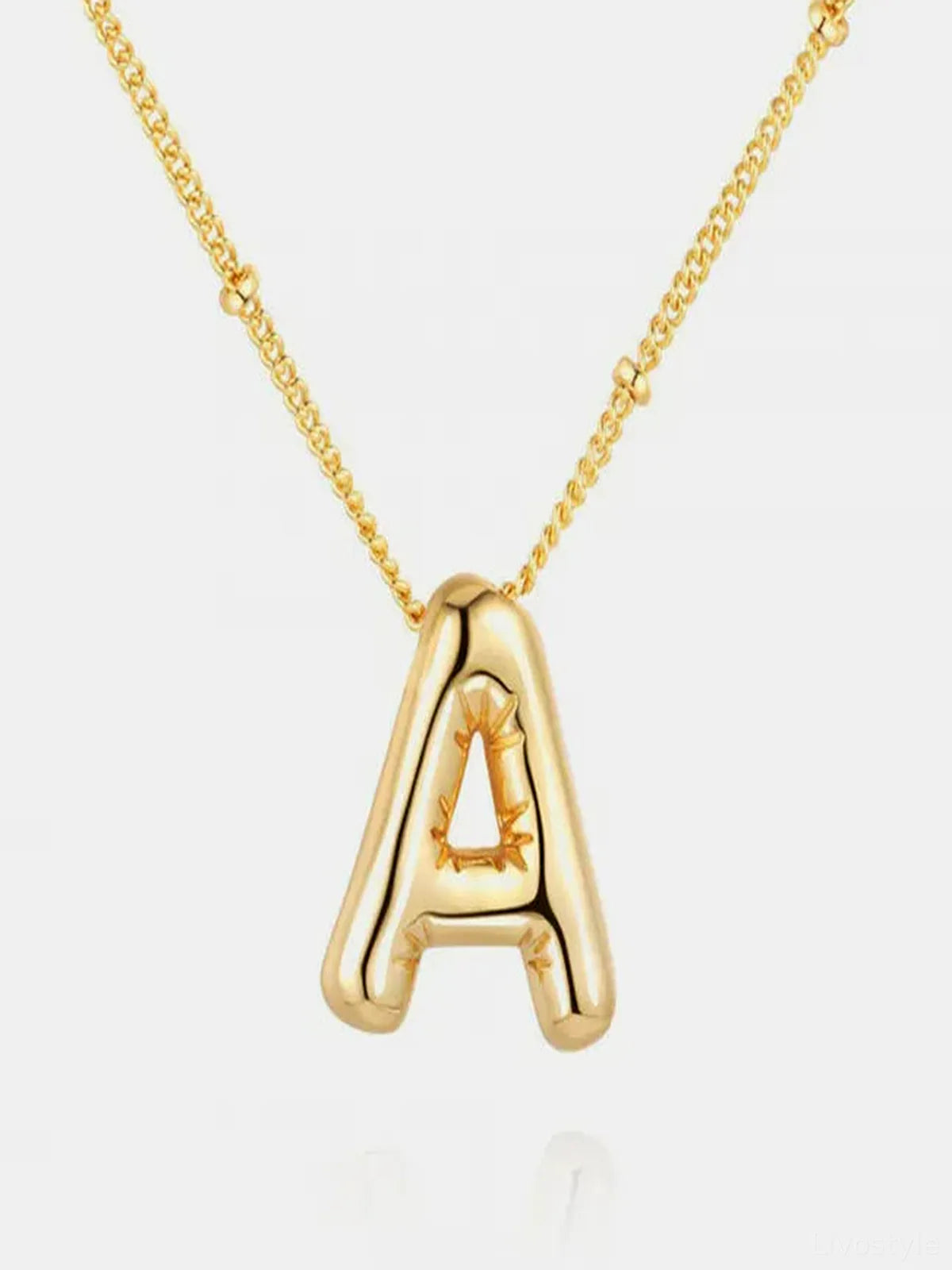 Gold-Plated Bubble Initial A Necklace