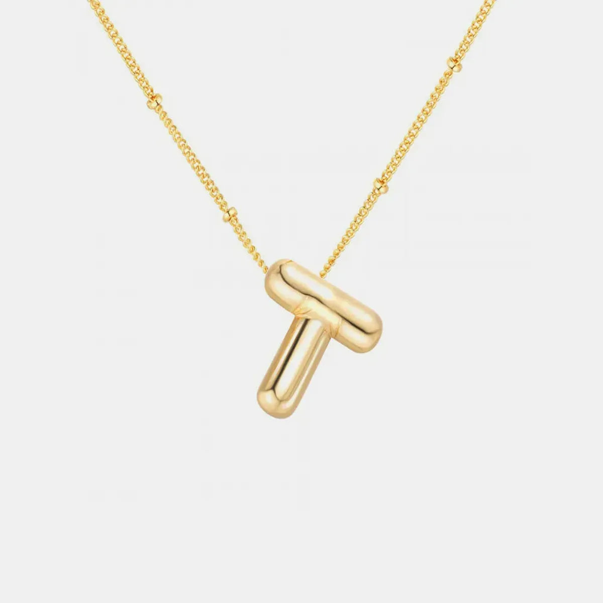 Gold-Plated Bubble Initial T Necklace