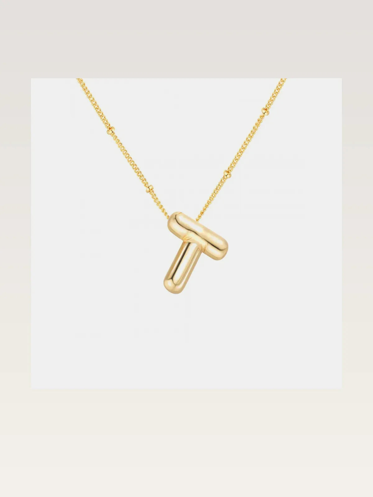 Gold-Plated Bubble Initial T Necklace