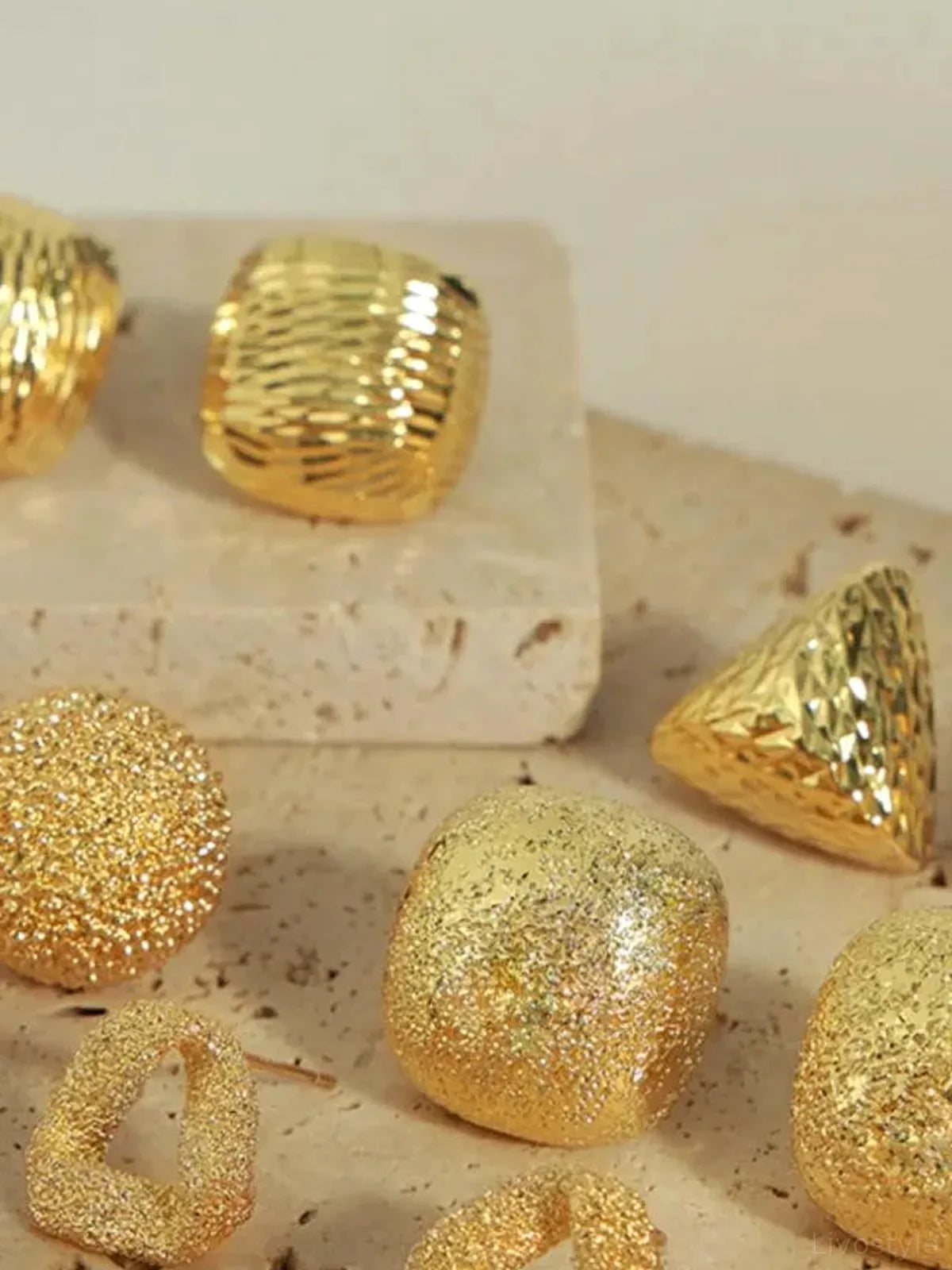Gold-Plated Geometric Stud Earrings