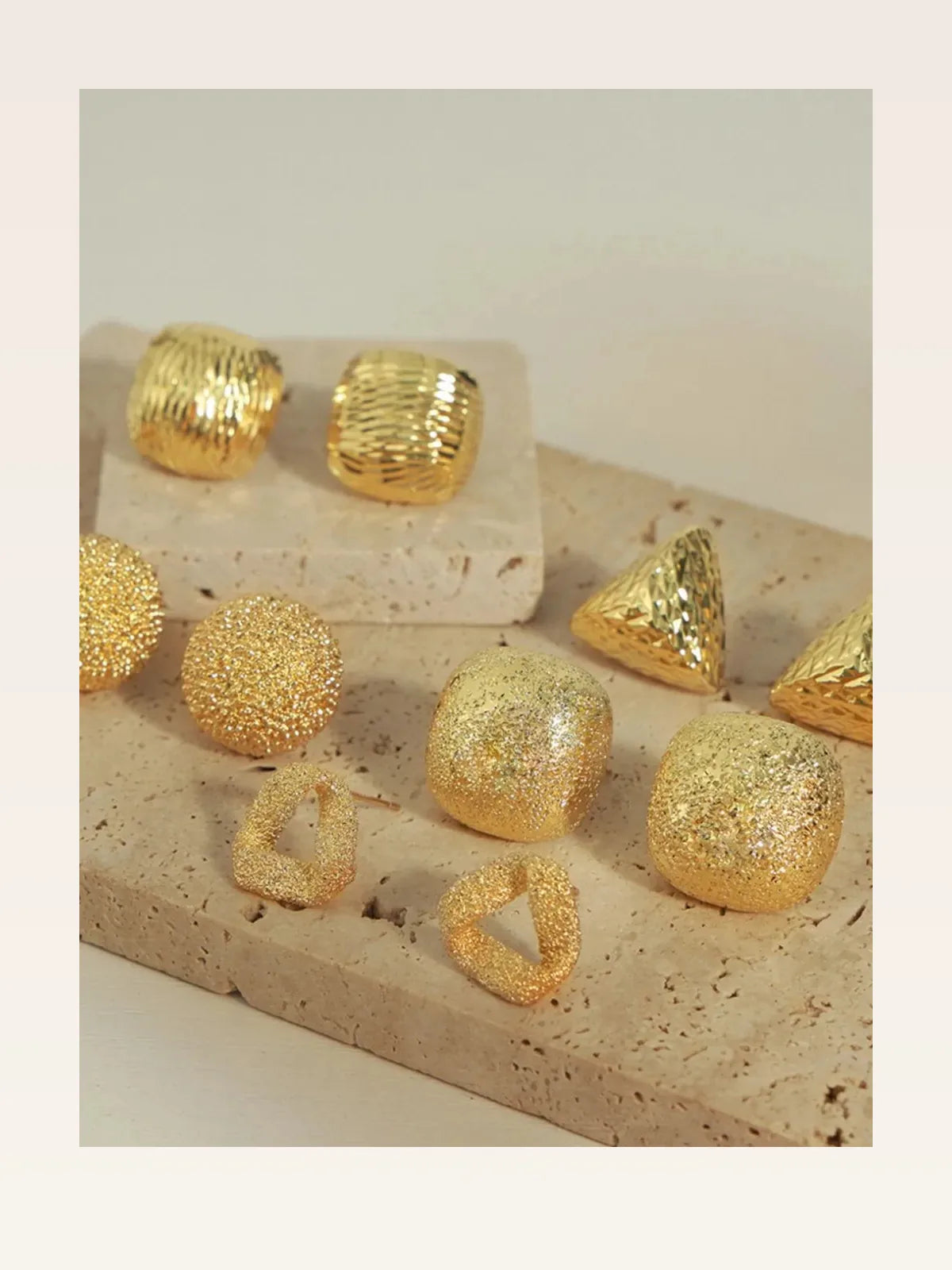 Gold-Plated Geometric Stud Earrings