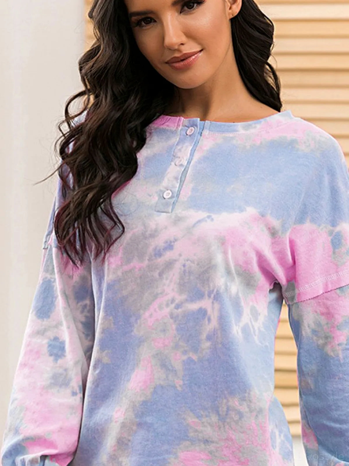 Ivy Lane Tie-Dye Long Sleeve Top and Shorts Lounge Set