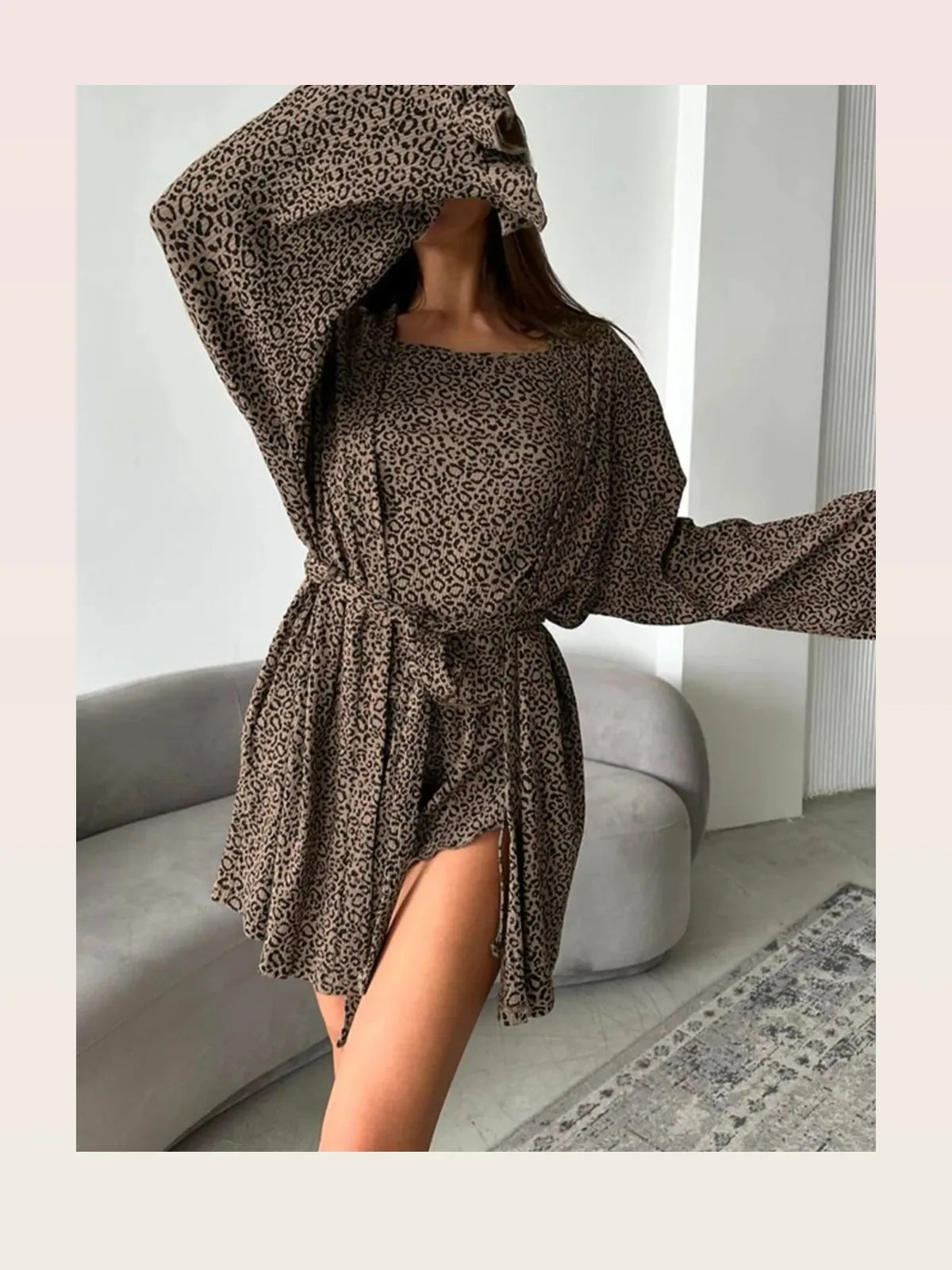 Leopard Cami Cardigan and Shorts 3-Piece Set