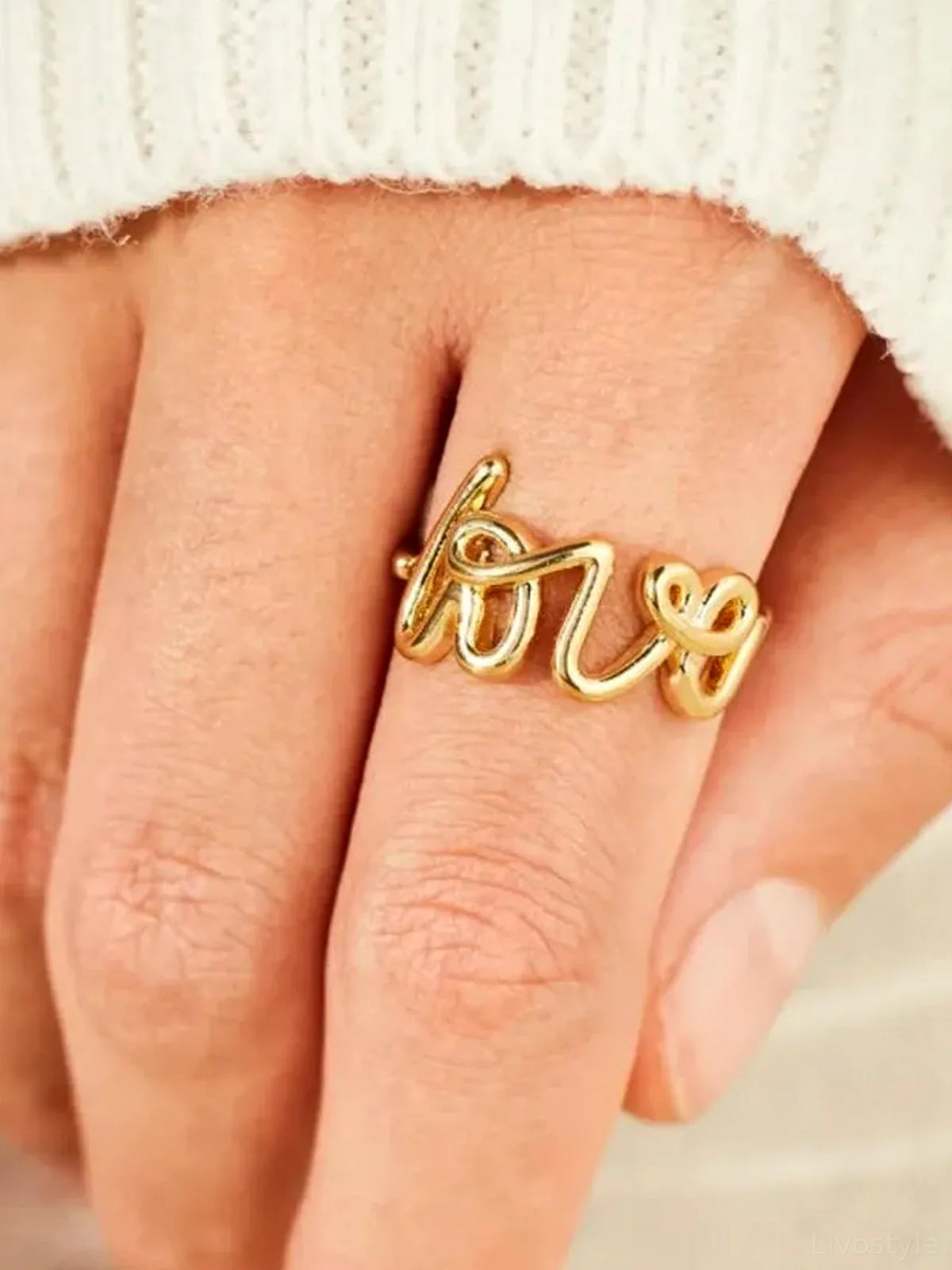 LOVE 18K Gold-Plated 925 Sterling Silver Ring