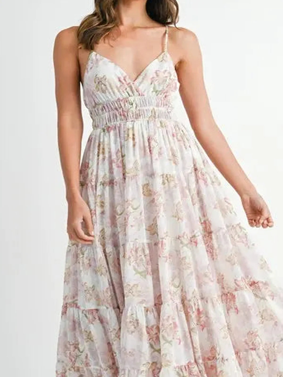 Floral Print Tiered Cami Maxi Dress
