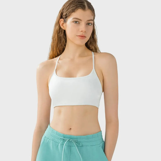 Crisscross Back Scoop Neck Active Cami with Detachable Chest Pads