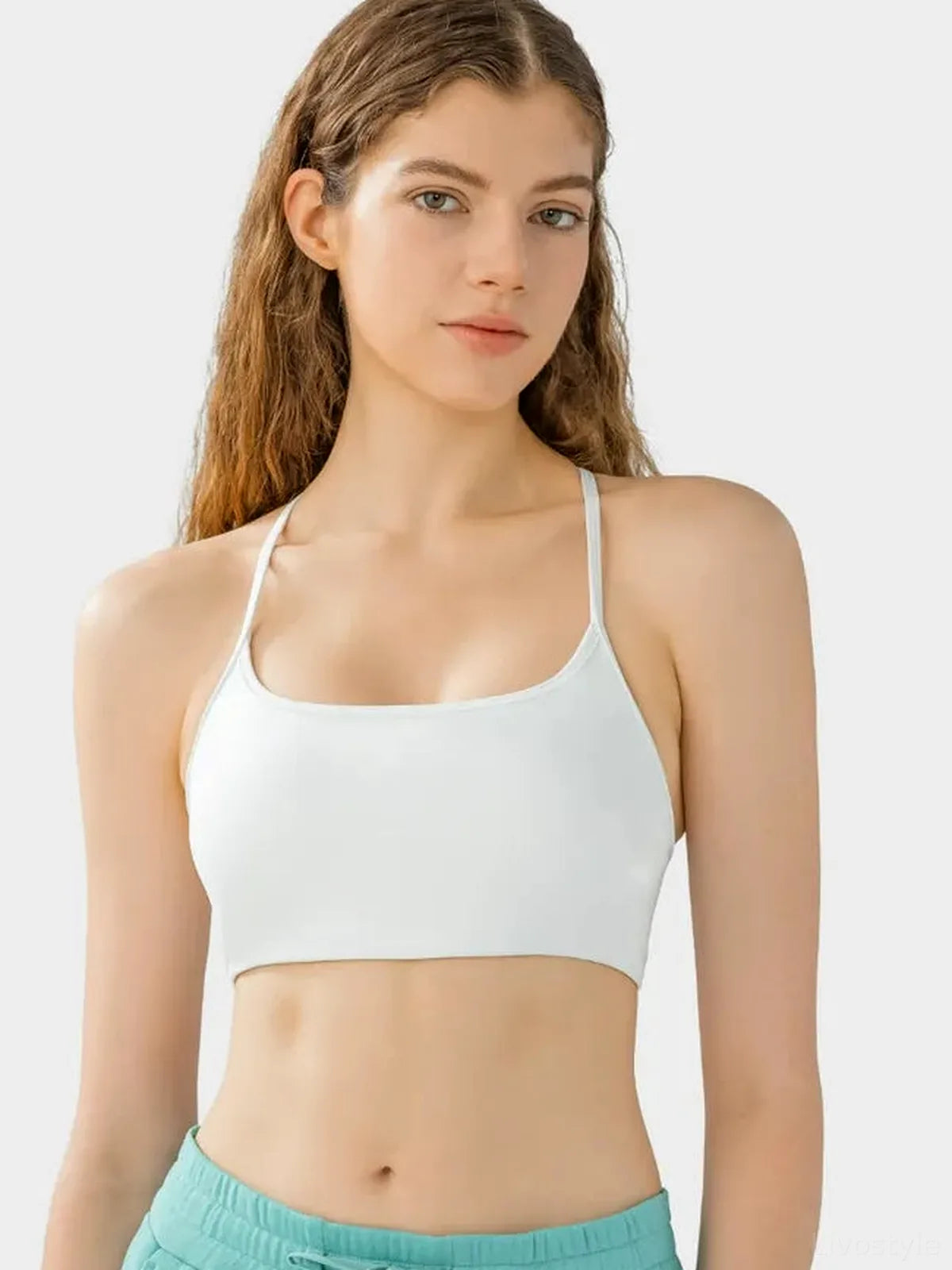Crisscross Back Scoop Neck Active Cami with Detachable Chest Pads