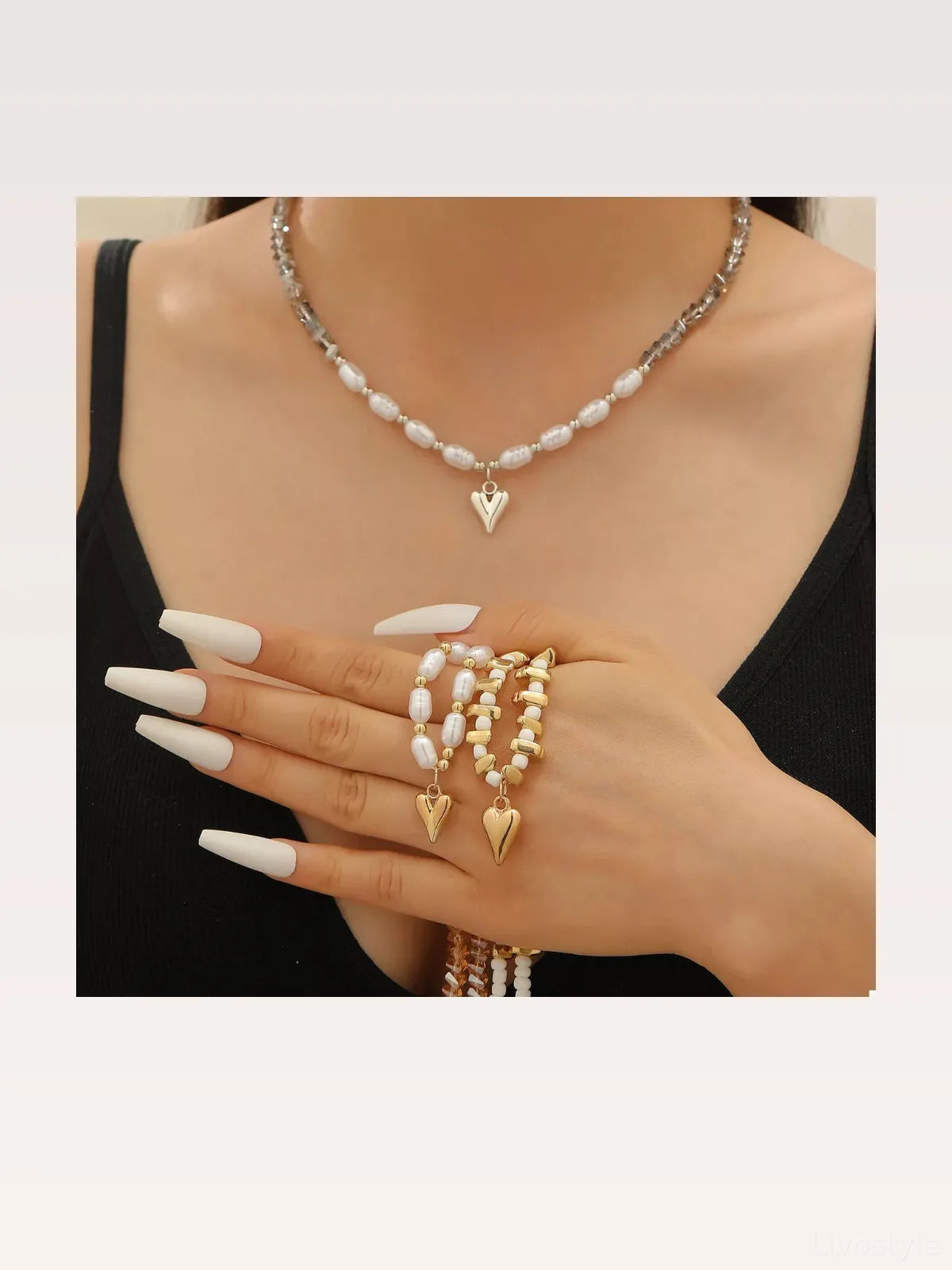 Pearl & Heart Pendant Necklace