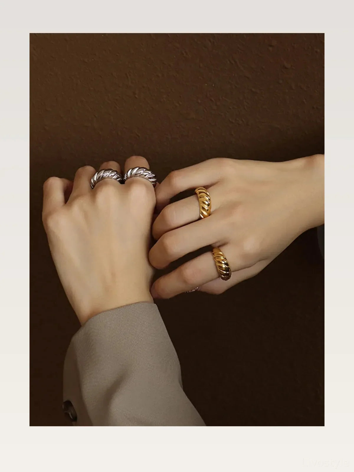 Ribbed Titanium Steel Ring