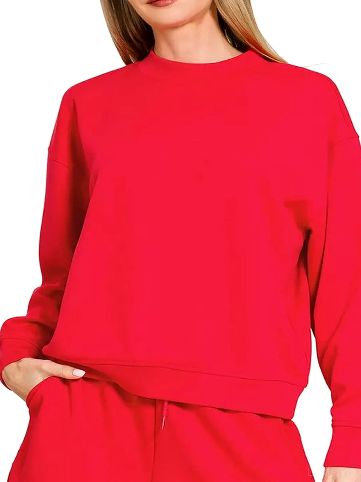 Scuba Long Sleeve Sweatshirt and Shorts Set in RUBY