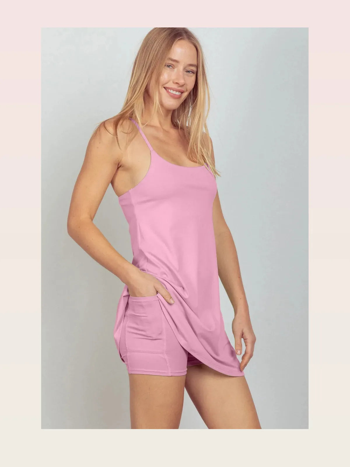 Sleeveless Active Tennis Dress with Unitard Liner
