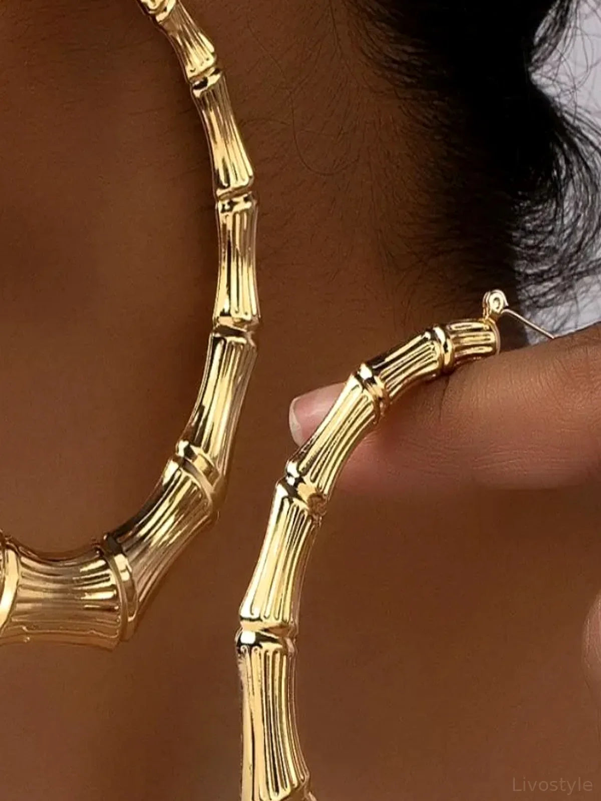 Stainless Steel Textured Hoop Earrings